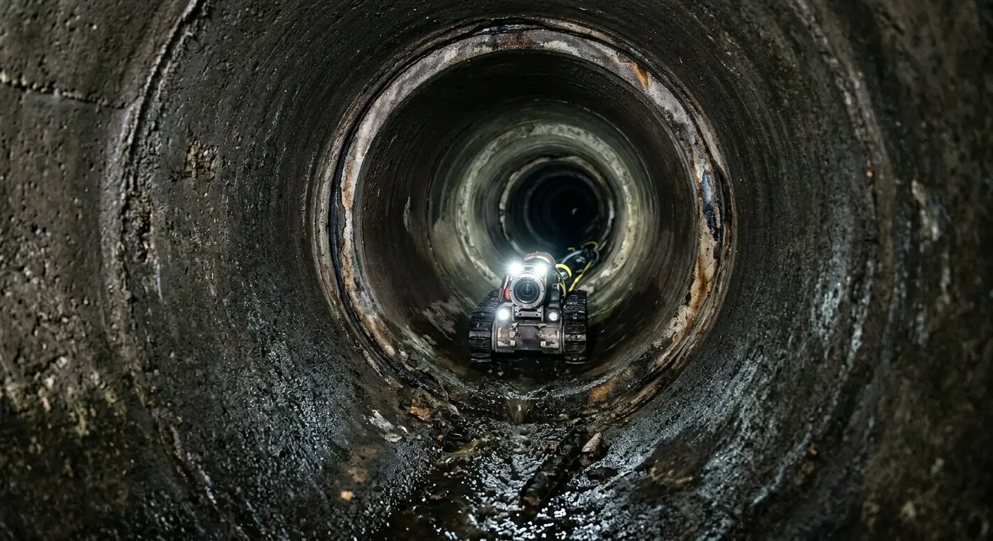 Robotic sewer camera inspecting pipe interior for Sewer Line Cleaning in Lihue